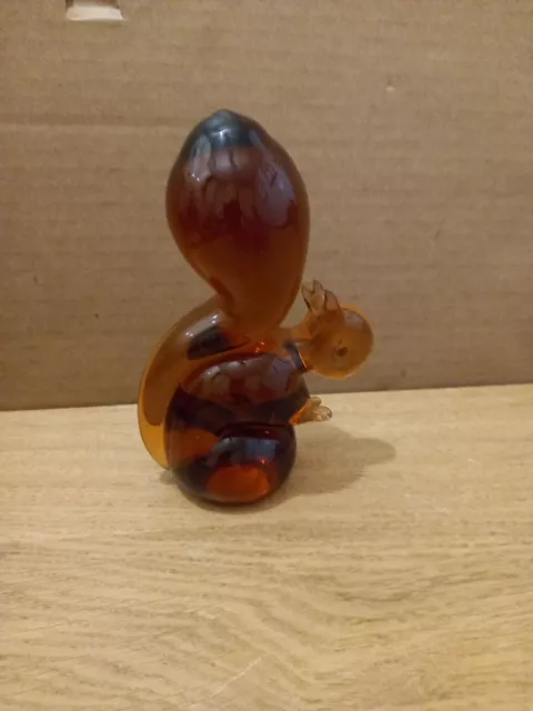 Vintage  Wedgewood Amber Art Glass Squirrel Paper Weight - 13.3 cm