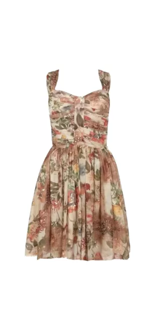 All Saints Porcelain Vintage Inspired Silk Rose Dress Size UK 10  RRP £250