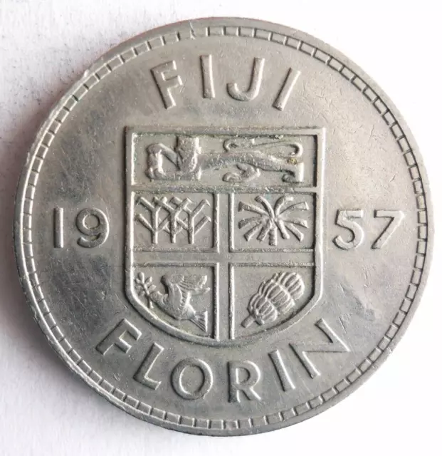 1957 FIJI FLORIN - Excellent Coin - FREE SHIP - Bin #350