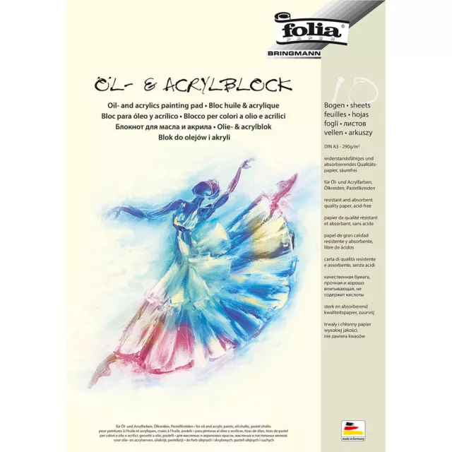 folia Zeichenblock für Öl, Acrylfarben Zeichenpapier Zeichnen A3 10Blatt 290g/qm