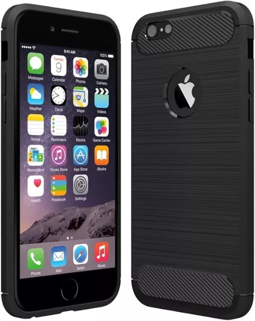 Cover Carbon Look Per Apple Iphone 5 - 5S - Se / Custodia Silicone Nero