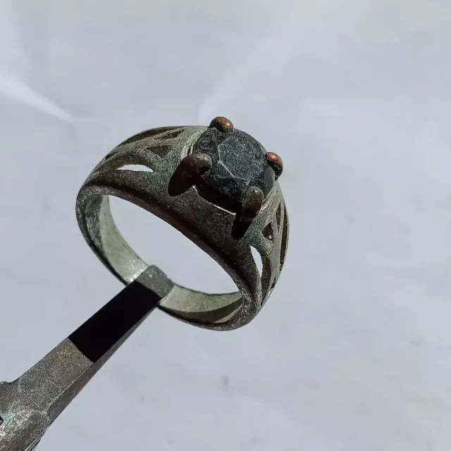 Near Eastern Rare Ancient Roman Intaglio Seal Ring Silver With Stone  Color