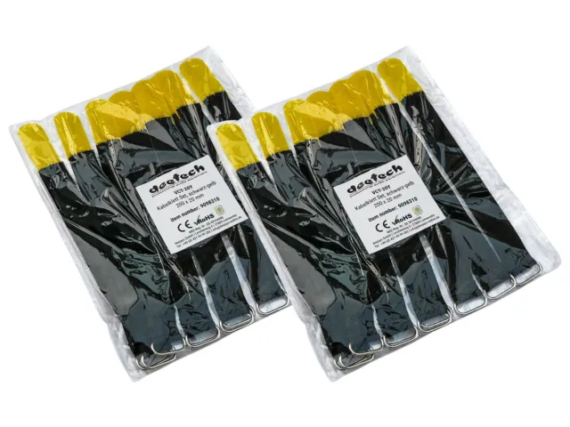 20 St. Kabelklett Klettband Kabel-Klettband Kabelbinder, 200x20mm, schwarz-gelb