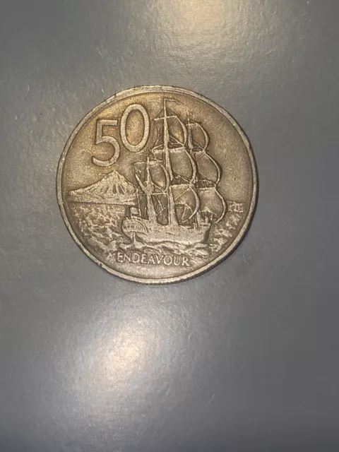 Rare New Zealand 1967 Endevour 50 Cent Coin 2