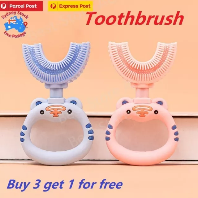 Silicone U-Shape 360° Toothbrush Kids Manual Toddler Teeth Cleaning Brush Tool