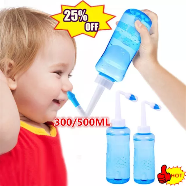 Salt Sachets Nasal Flush Kit Neti Pot Sinus Nose Irrigator 300/500ML Bottle