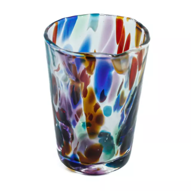 Murano Verre Shot Verre Multi Violet Rouge Bleu Rouge Fait Main Millefiori