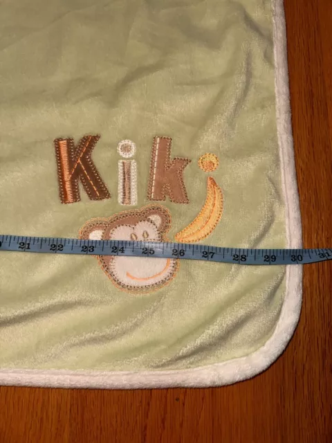 Blankets & Beyond Baby Blanket Green Satin Monkey Kik Infant Boys Soft HTF 3