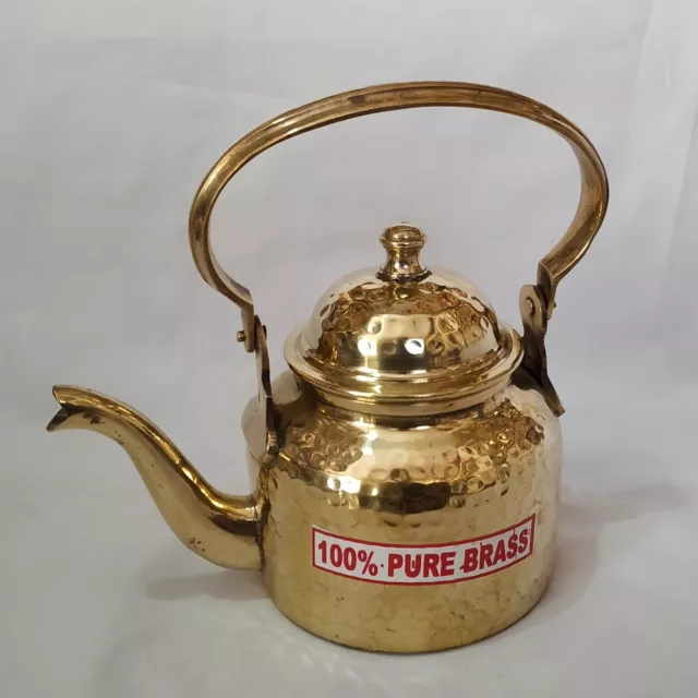 Pure Brass Hammered Tea Kettle Teapot Cooking & Serving Coffee Kettle 750 ML