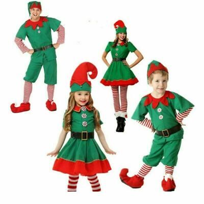 Costume elfo Ragazzi Vestito da Natale Cosplay Babbo Natale Festa Bambini Adulti