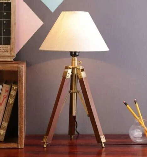 Antique Table Lamp 21 inch Without Shade Lamp Home Decor Wooden Tripod Stand New