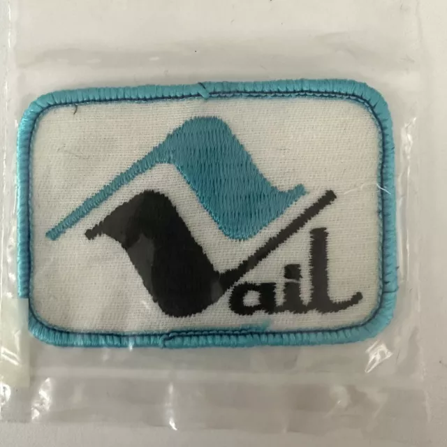 Vail Ski Resort Sew On Patch Vintage Turquoise Blue Black White Embroidered Y2K