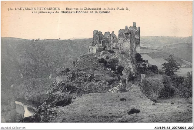 ADHP8-63-0787 - CHATEAUNEUF-LES-BAINS - vue pittoresque du château-rocher et