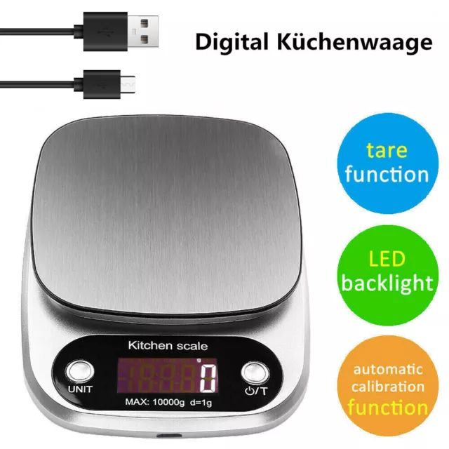 USB Digitalwaage Küchenwaage Haushaltswaage Küchen Waage 10kg/1g Präzisionswaage