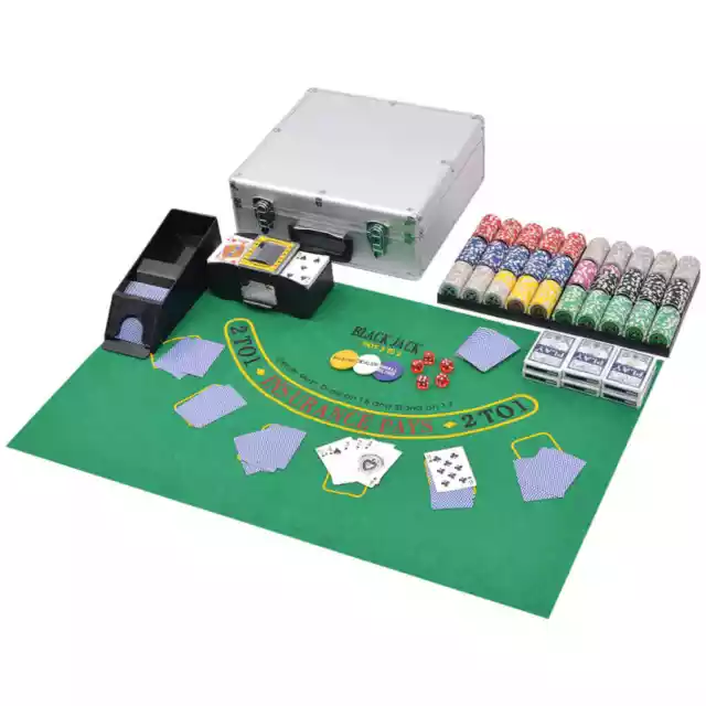 Jeu de Poker/Blackjack mixte avec 600 jetons Laser Aluminium