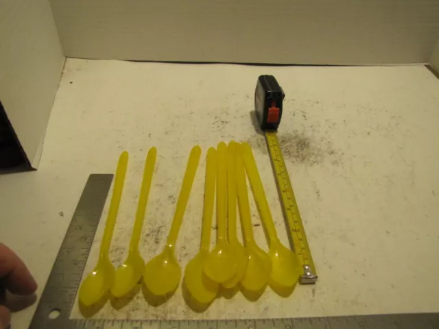 Lot Of 8 Vintage Dairy Queen See Through Yellow Ice Cream Spoons