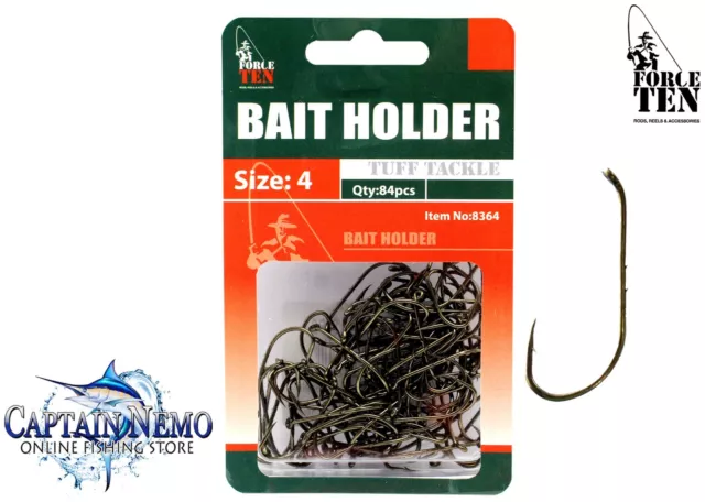 Bronzed Bait Holder Fishing Hooks Size: 4 Qty: 84Pcs Force Ten Tackle 8364