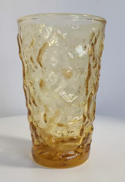 Milano Lido Honey Gold Amber Anchor Hocking  Crinkle 5 oz Juice Glass Vintage