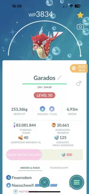 Pokémon Go Gyarados Shiny BOOSTED ✨ Garados Schillernd Pogo