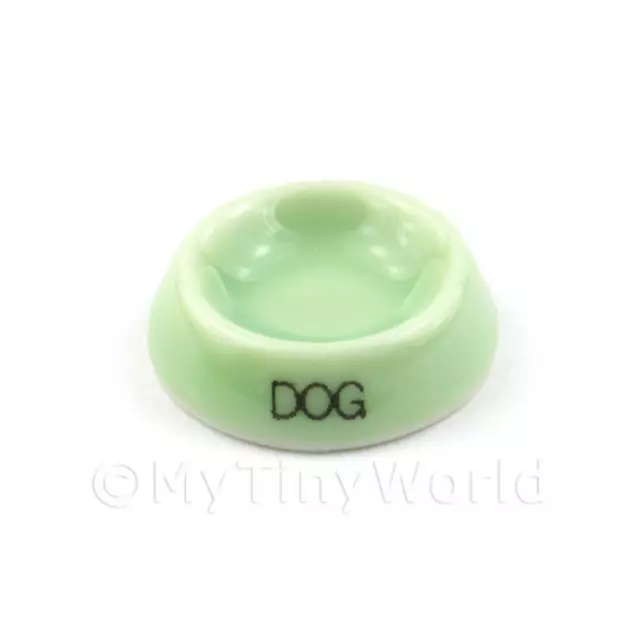 Dolls House Miniature Green Handmade Dog Bowl