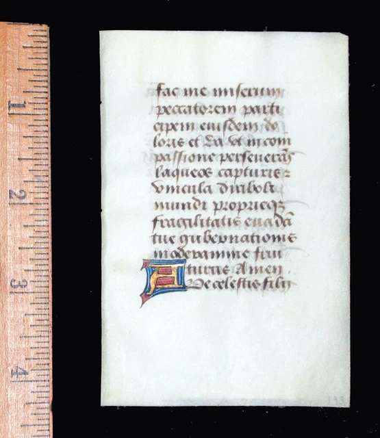 c. 1500 MEDIEVAL BOOK OF HOURS LEAF, FRANCE, ILLUMINATED MANUSCRIPT on VELLUM c. 1500 MEDIEVAL BOOK OF HOURS LEAF, FRANCE, ILLUMINATED MANUSCRIPT on VELLUM