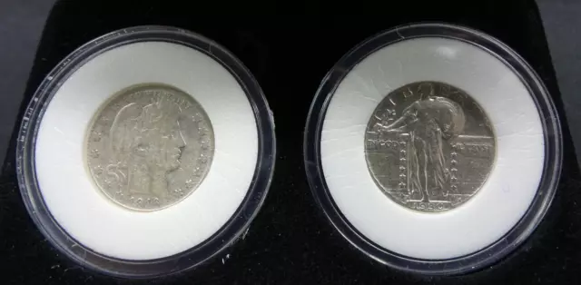 First Commemorative Mint 1916-D Barber & 1930-S Standing Liberty Quarters- G1260