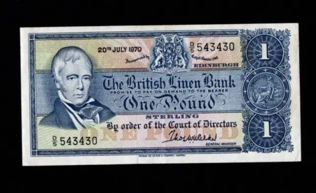 The British Linen Bank 1970  £1 Fine/ref d3