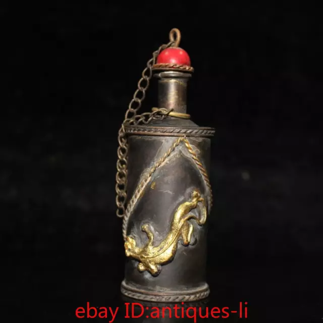 A Solid Bronze Gilt-red Dragon Snuff Bottle From The China Collection