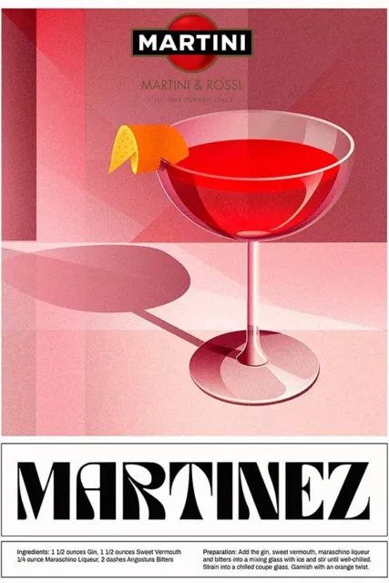 Poster Manifesto Locandina Pubblicità Vermouth Martini Stampa Vintage 32x47 Cm.