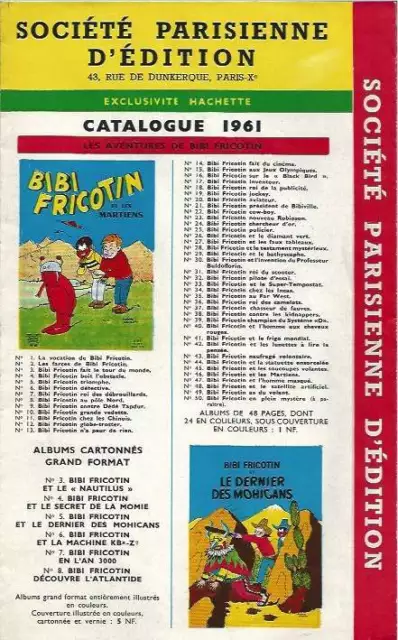 Catalogue 1961 Spe . Bibi Fricotin Pieds Nickelés Aggie Lili Etc... . Rare ! .