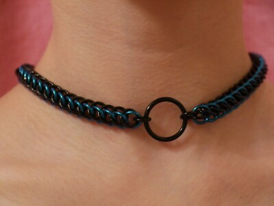 BDSM Discreet Day Collar Submissive Locking 24/7 Wear Collar DDLG Chainmaille Collar with Hex Lock Clasp Kink and Fetish