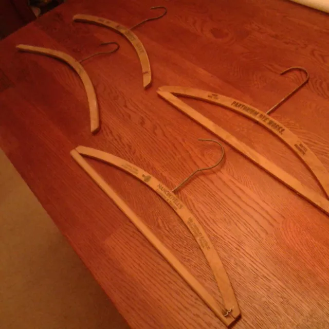 Vintage 4 Wood Advertising Clothes Hangers Ca.,Wa. For Vintage Clothing