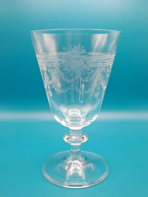Vintage Antique Elegant Etched Wine Water Goblets Stem Glasses