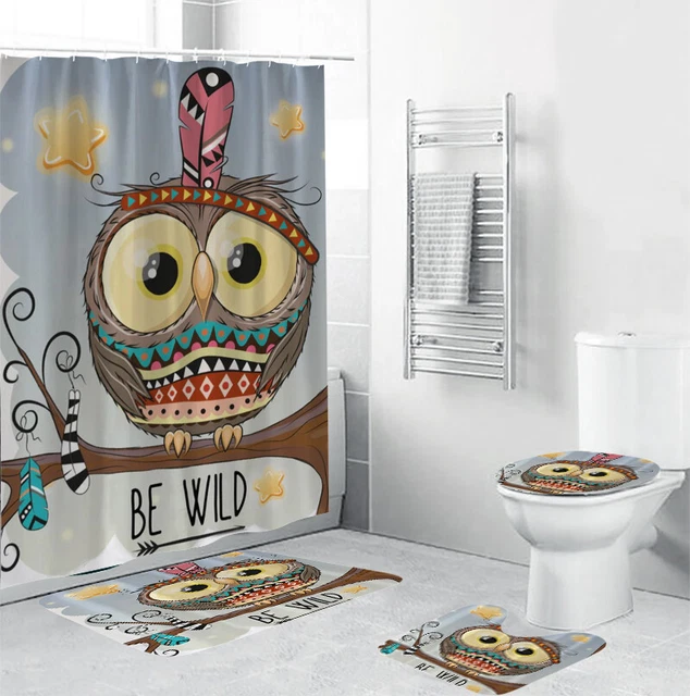 Cartoon Owl Bed Bathroom Sets,  Shower Curtain Sets