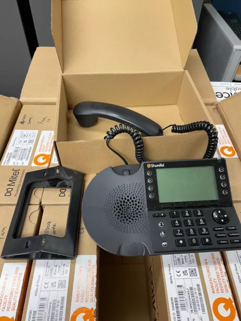 Lot of 10 ShoreTel IP480 8-line VoIP System Phones with Handset and Stand