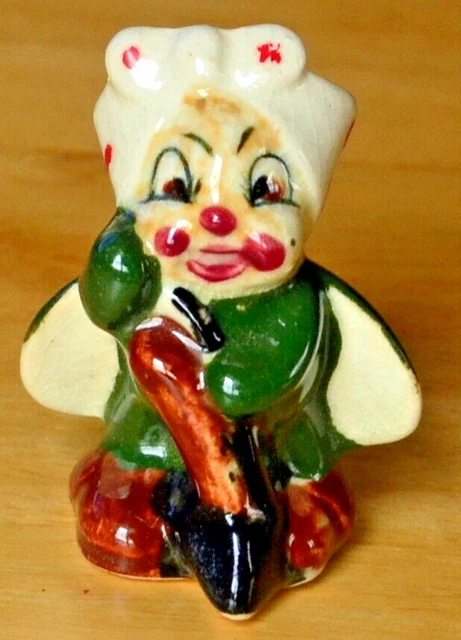 Vintage Anthropomorphic Miniature Ceramic SPRING CLEANING LADYBUG_Broom_Kerchief