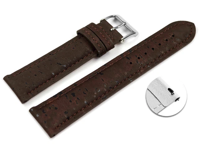 Bracelet De Montre En Cuir Bleu Avec Couture Blanche - Largeurs 18,20,22,24mm, Boucle Ardillon, Neuf