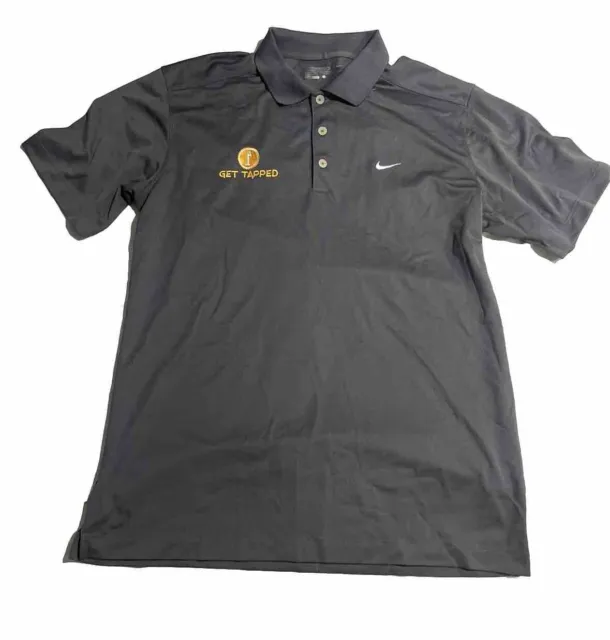 Nike Golf Tour Performance Short Sleeve Dri-Fit "Get Tapped" Grey Polo Sz L