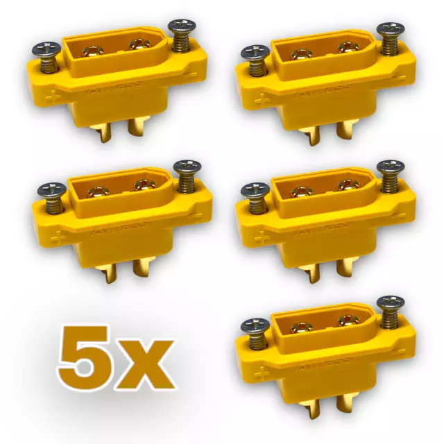 ✅ 5x XT60E Einbaustecker Stecker Male Lipo Akku XT60 Goldstecker + Schrauben ✅