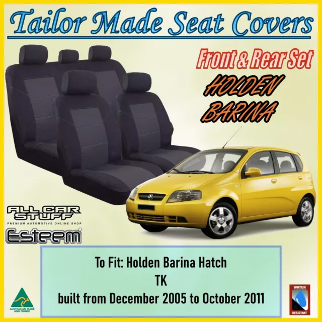 Tailor Made Black Seat Covers for Holden Barina TK Hatch: from 12/2005 - 10/2011