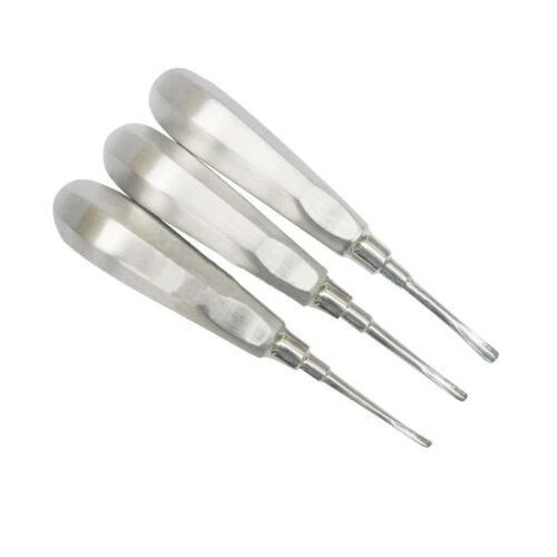 Ergonomic Tooth Extracting Dental NEW stainless steel 3 Pcs Root Elevator Silver
