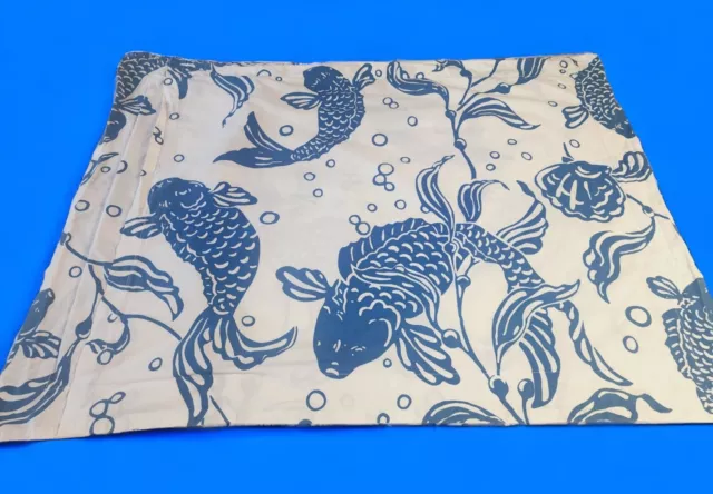 Pottery Barn Koi Fish Blue White Standard Pillow Sham Cover Case Bedding Single