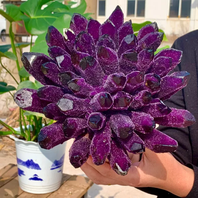 9.63LB New Find purple Phantom Quartz Crystal Cluster Mineral Specimen Healing 3
