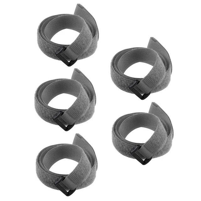 5Pcs Crochet Boucle 1 x 31 Pouces Sangles Fixation Réutilisable Câble Gris