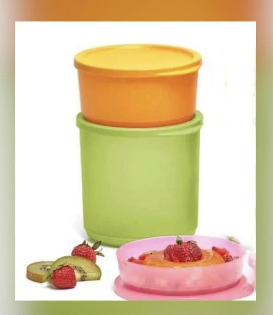 Tupperware Stacking Containers TUPPERWARE SET TROPICAL Rounds Modular Stacking Storage Containers NEW ...