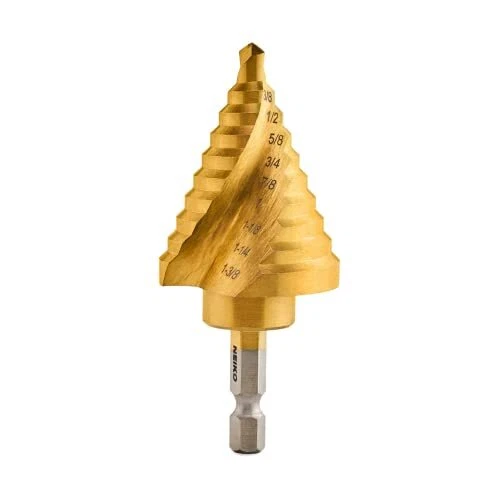 10174A Quick Change Spiral Grooved Step Drill Bit | 10 Step Drill Bit Sizes i...