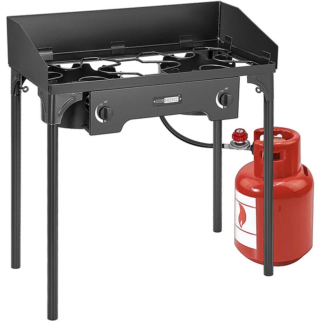 DOUBLE BURNER GRILL Gas Dual Propane Cooker Outdoor Camping Stove Stand
