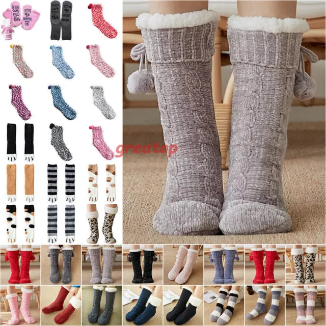 Novelty Fluffy Fleece Bed Socks Soft Warm Lounge Slipper Sock for Women Teens AU