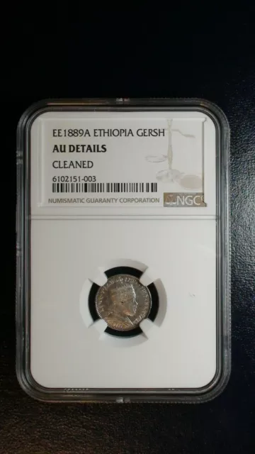 EE1889A Ethiopia Gersh NGC ABOUT UNCIRCULATED IG SILVER Coin BUY IT NOW!