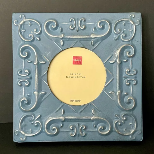 PIER 1 Metal Distressed 3D Square Wall Frame 5”x5” Picture – NEW